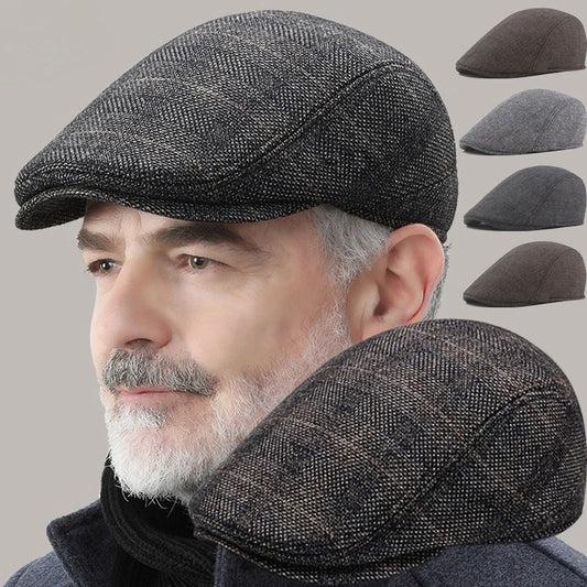 Men's Wool Herringbone Beret Cap